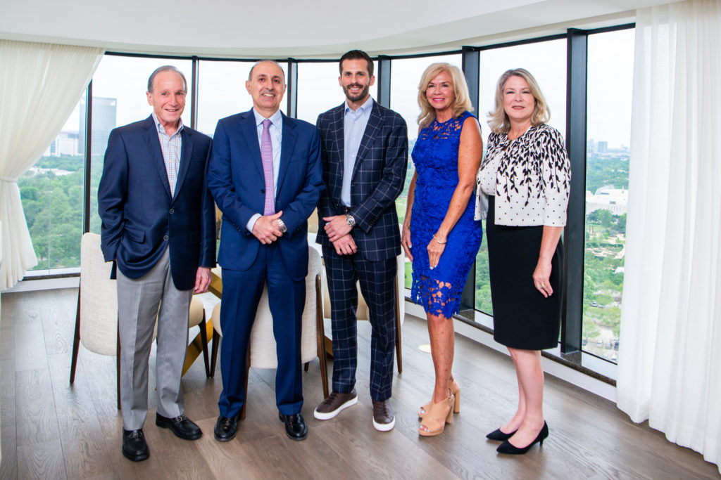 Phillip Ladin, Nadim Zabaneh, Tommy Kanarellis, Jacqueline Elliott, Tharasa Byers tour newly remodeled apartments at The Parklane near Hermann Park on May 13, 2021.