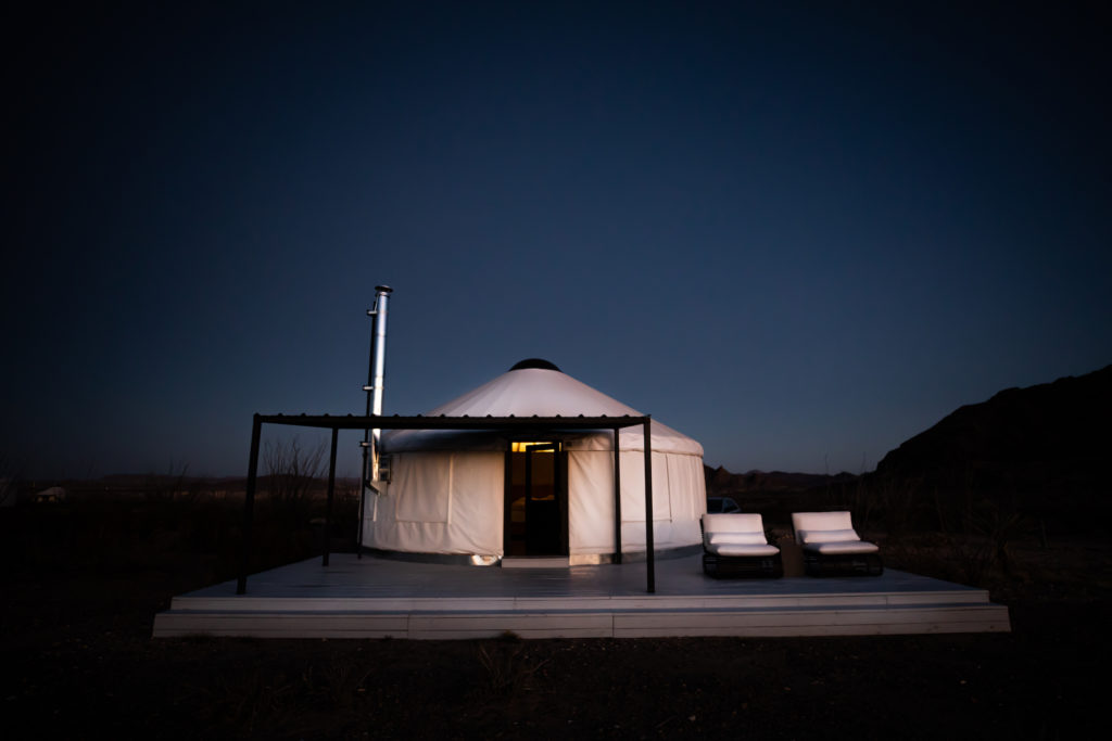 Domes at the center of the yurts allow occupants to take in the International Dark Sky-designated stars above (Photo by Reed Kennedy)