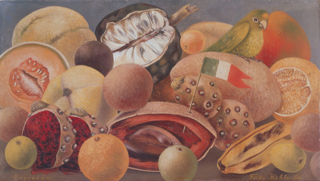 "Still Life with Parrot and Flag" is on of Frida Kahlo's oil paintings from 1951. (Courtesy of the DMA)