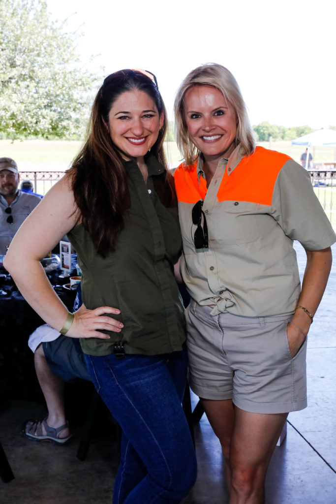 Julianne Trahan, Allison Trough at the Alley Theatre Sporting Clays event at the Greater Houston Gun Club. (Photo by Priscilla Dickson)