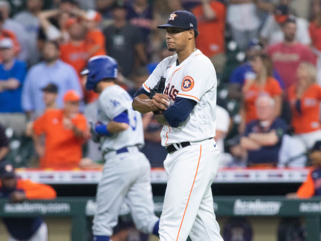 With regular closer Ryan Pressly unavailable, Bryan Abreu recorded the save. (Photo by F. Carter Smith)