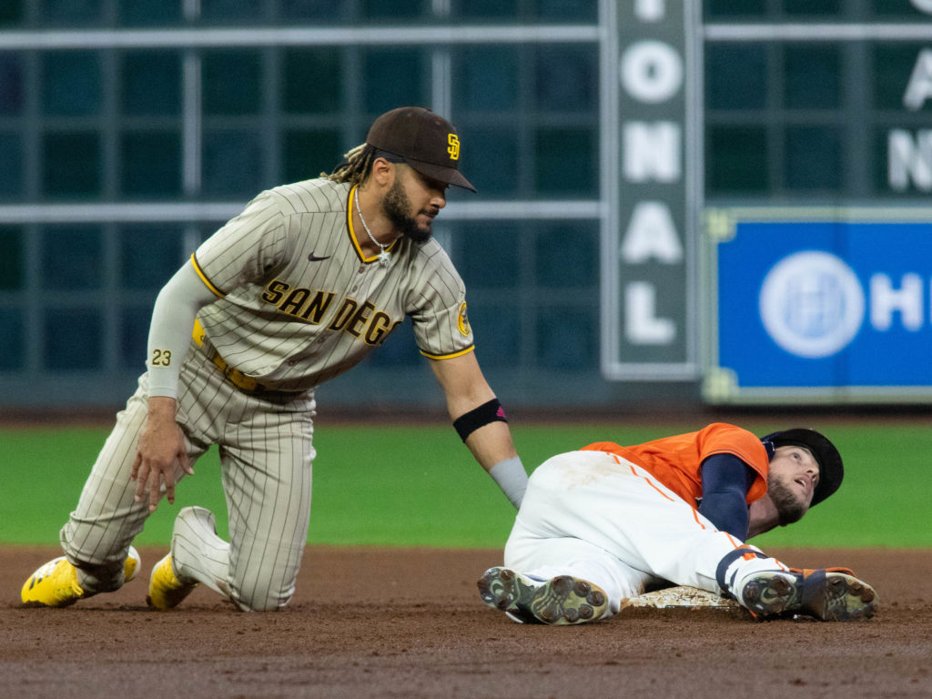 Fernando Tatis Jr. sometimes has defensive issues, but he was more than solid on this night. (Photo by F. Carter Smith)