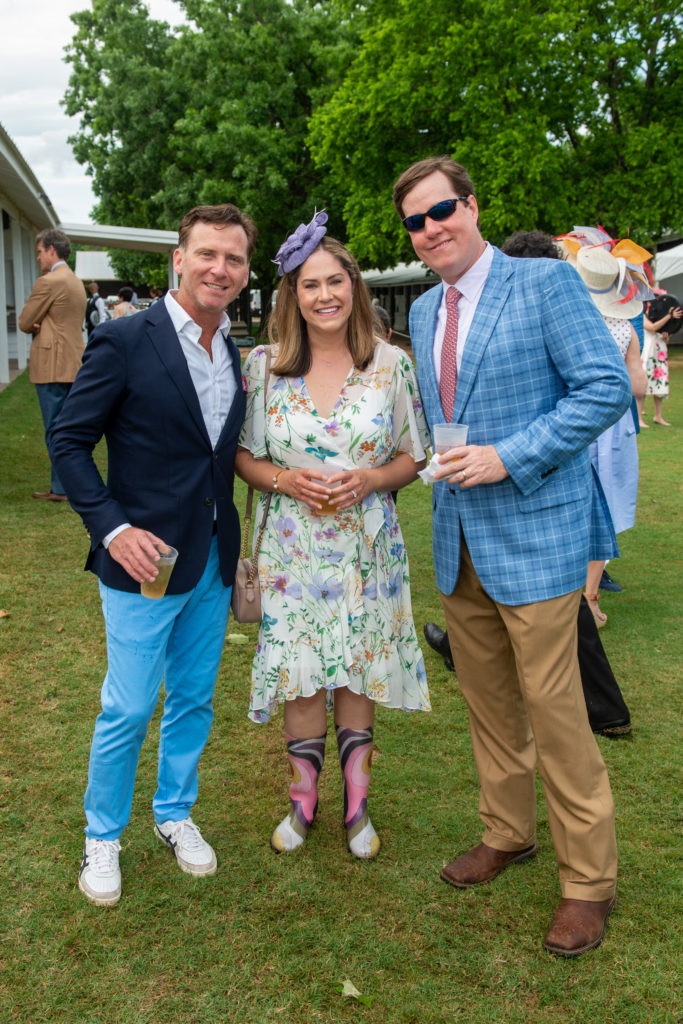 David Hartland, Megan & Jason Wilkins  at the Bo's Place Hats, Hearts & Horseshoes benefit at Houston Polo Club. (Photo by Daniel Ortiz)