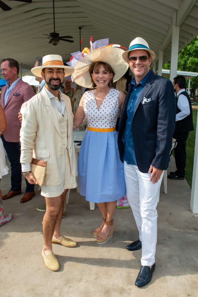 Fady Armanious, Hallie Vanderhider, Bill Baldwin at the Bo's Place Hats, Hearts & Horseshoes benefit at Houston Polo Club. (Photo by Jacob Power)