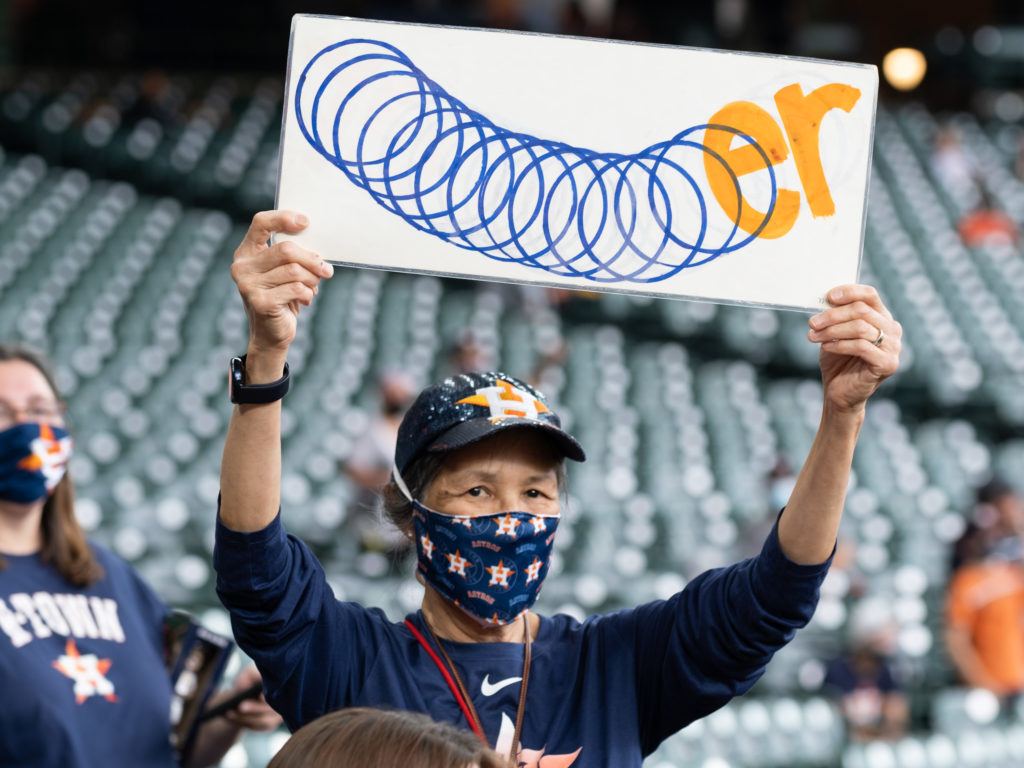 George Springer certainly hasn't been forgotten by Astros fans. (Photo by F. Carter Smith)