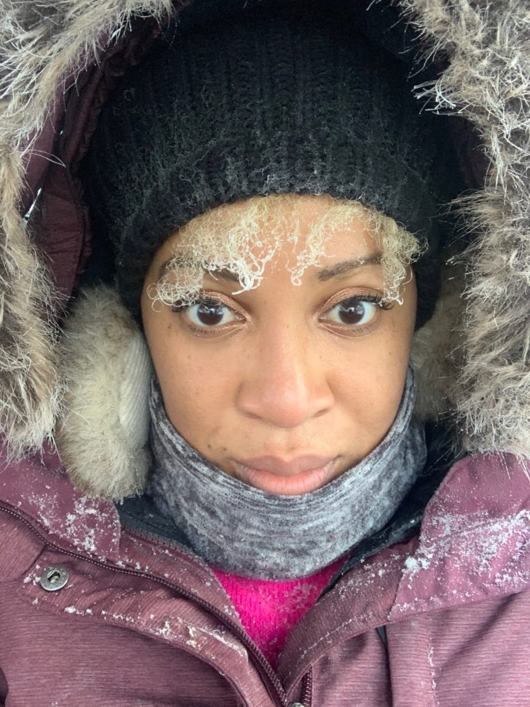 Misty Buard's locks froze in the Alaskan winter during filming of the Food Network's The Great Food Truck Race: Alaska.