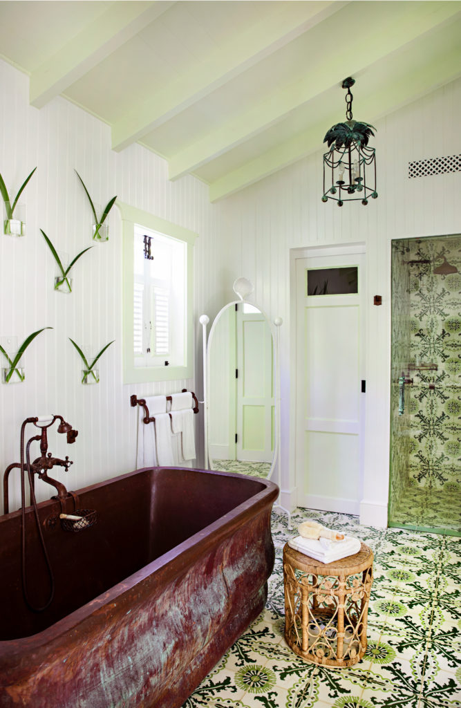 Celerie designed the tile in the bath.