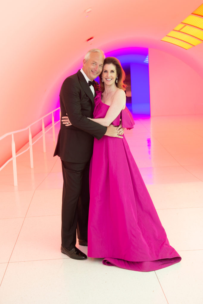 Museum of Fine Arts, Houston Grand Gala Ball chairs Bobby & Phoebe Tudor, she in a gown by Oscar de la Renta that had traveled the world (Photo by Wilson Parish)