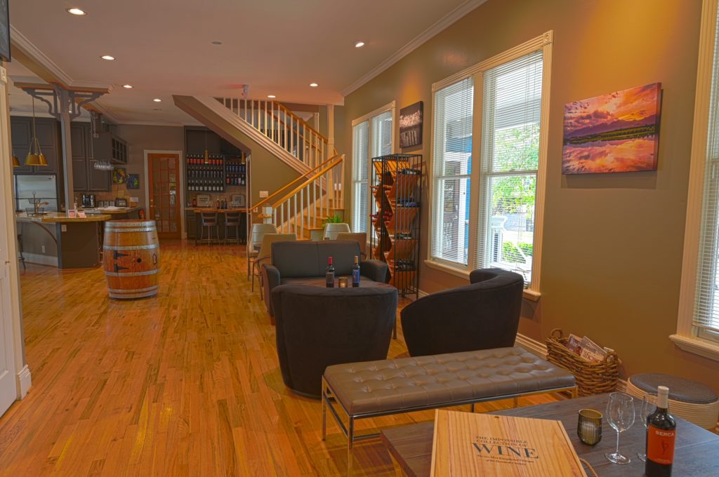 Inside the 1902 Victorian home that today serves as the Serca Wines tasting room.