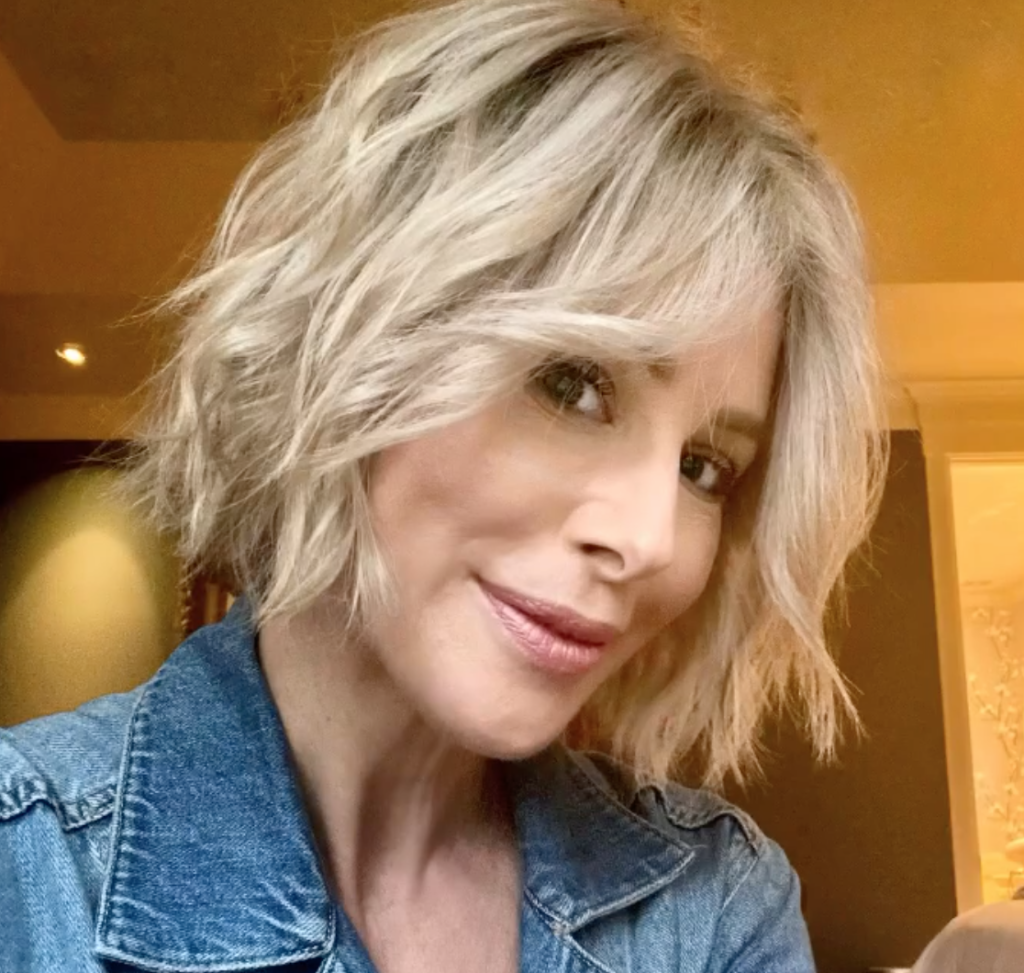 Dominique Sachse in one of her various hair colors and hair styles. She loves the change.