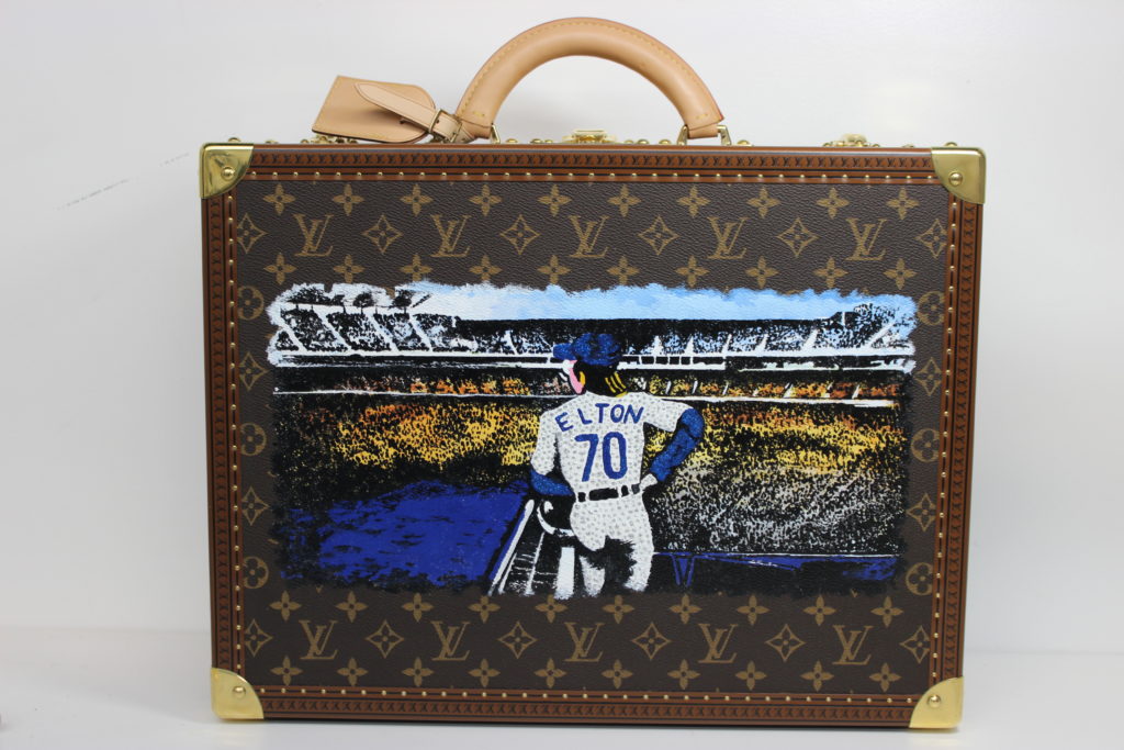Louis Vuitton commissioned DTLAcustom to embellish this bag for Elton John on the occasion of his 70th birthday. 