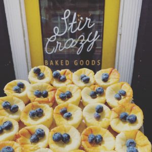 Stir Crazy – Mini Italian Cheesecakes made with shortbread crust and topped with fresh blueberries