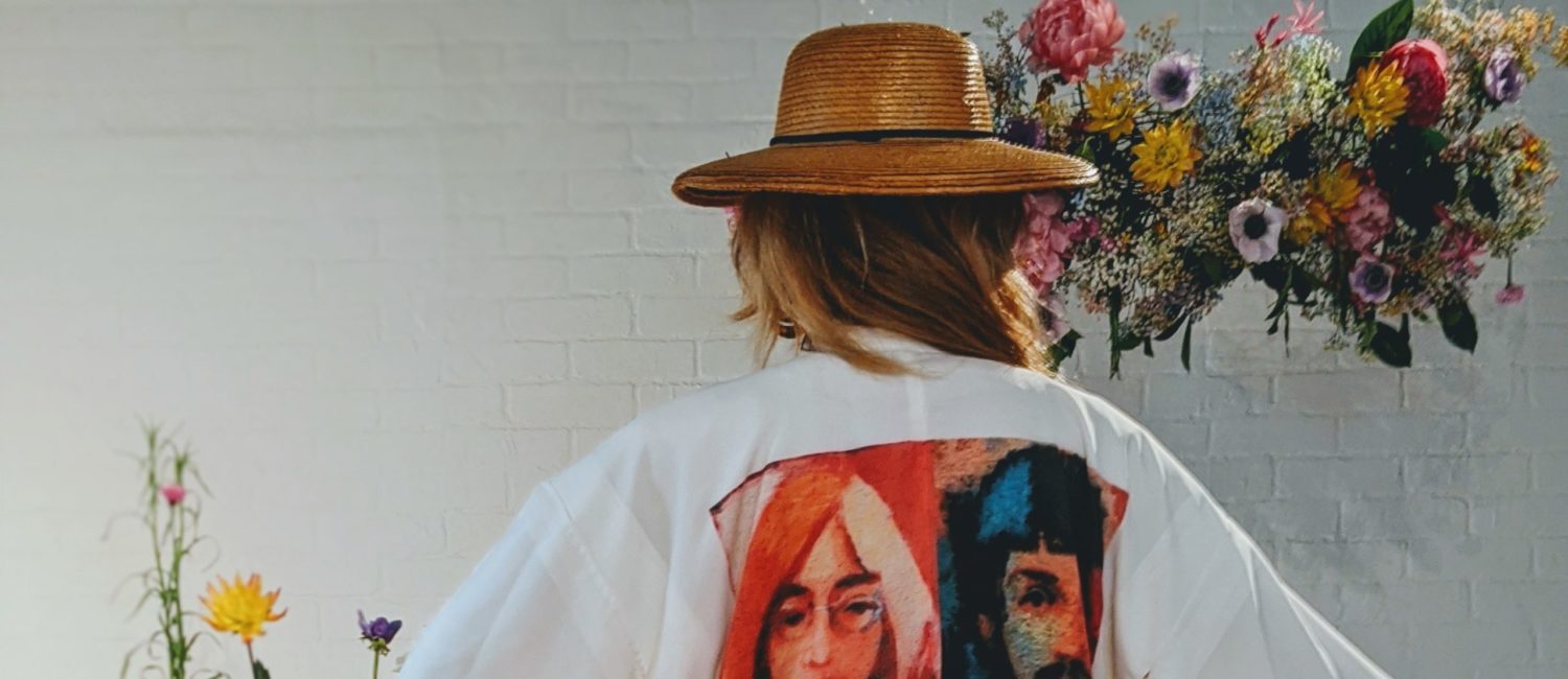 For the “The Beatles,” Kimono Zulu  collaborated with Houston nonagenarian artist David Adickes working with founder Tina Zulu’s collection of vintage kimonos.