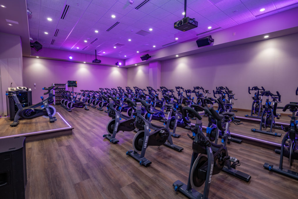 Life Time Fitness at GreenStreet offers state-of-the-art classes and fitness machines.
