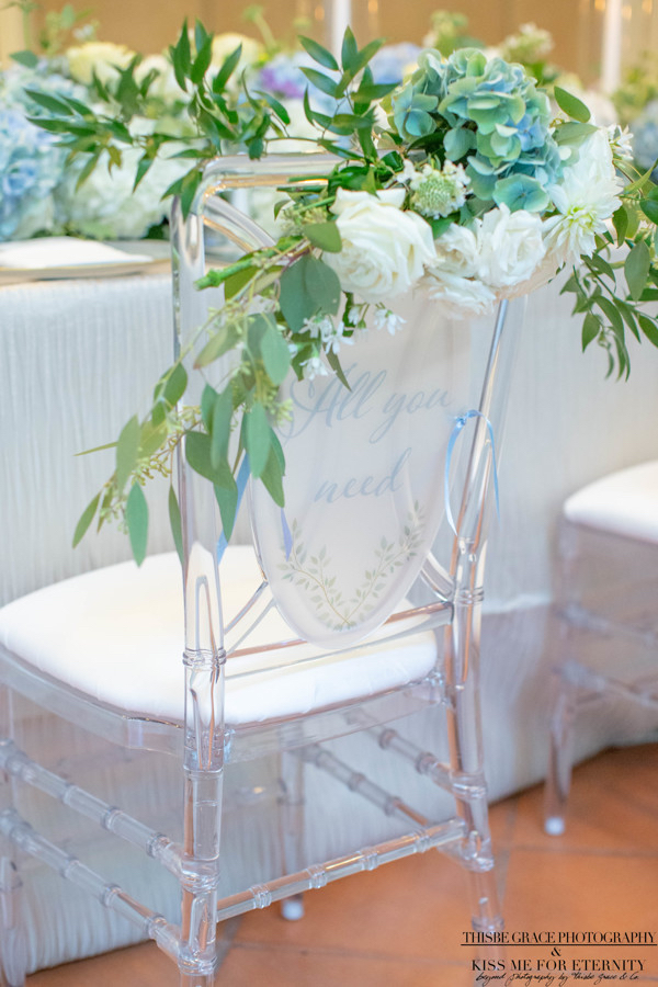 The couple loves The Beatles, so Erica's dining chair was emblazoned with “All You Need” and his with “Is Love.” (Photo by Thisbe Grace McWilliams)