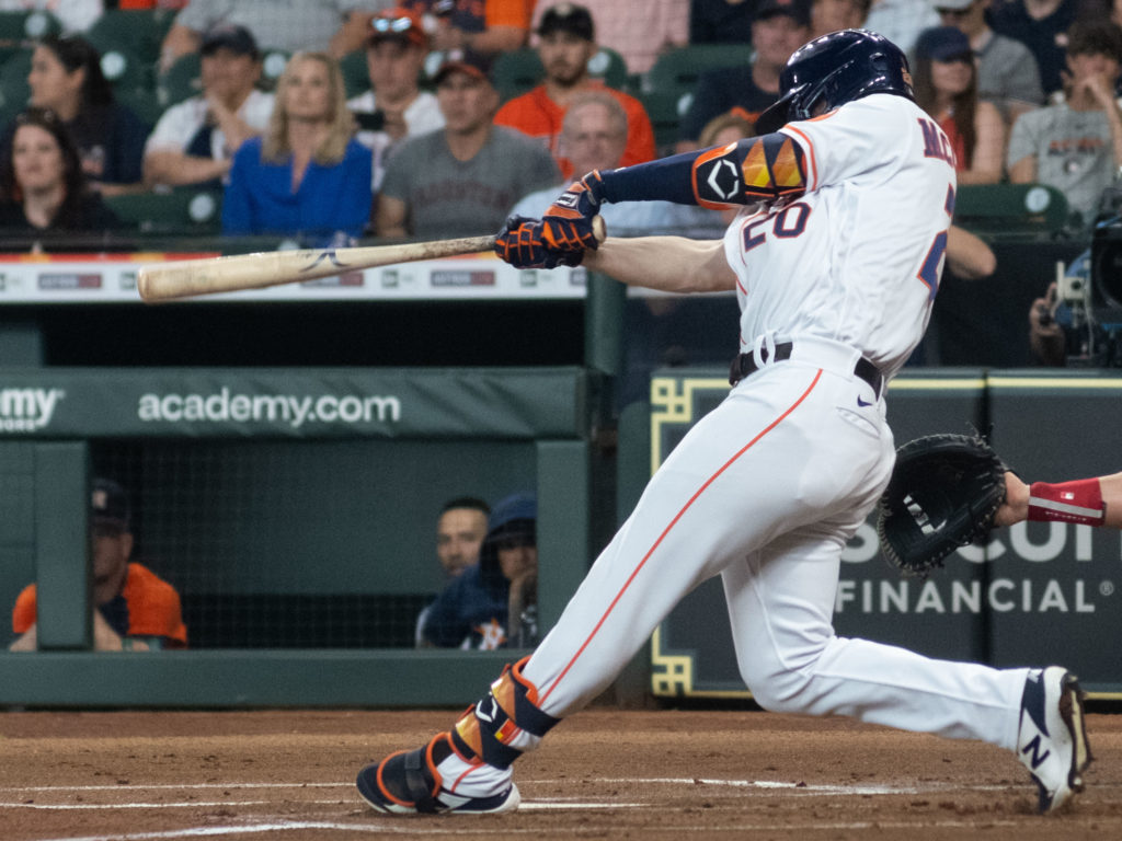 Chas McCormick is swinging for impact with these Astros. (Photo by F. Carter Smith)