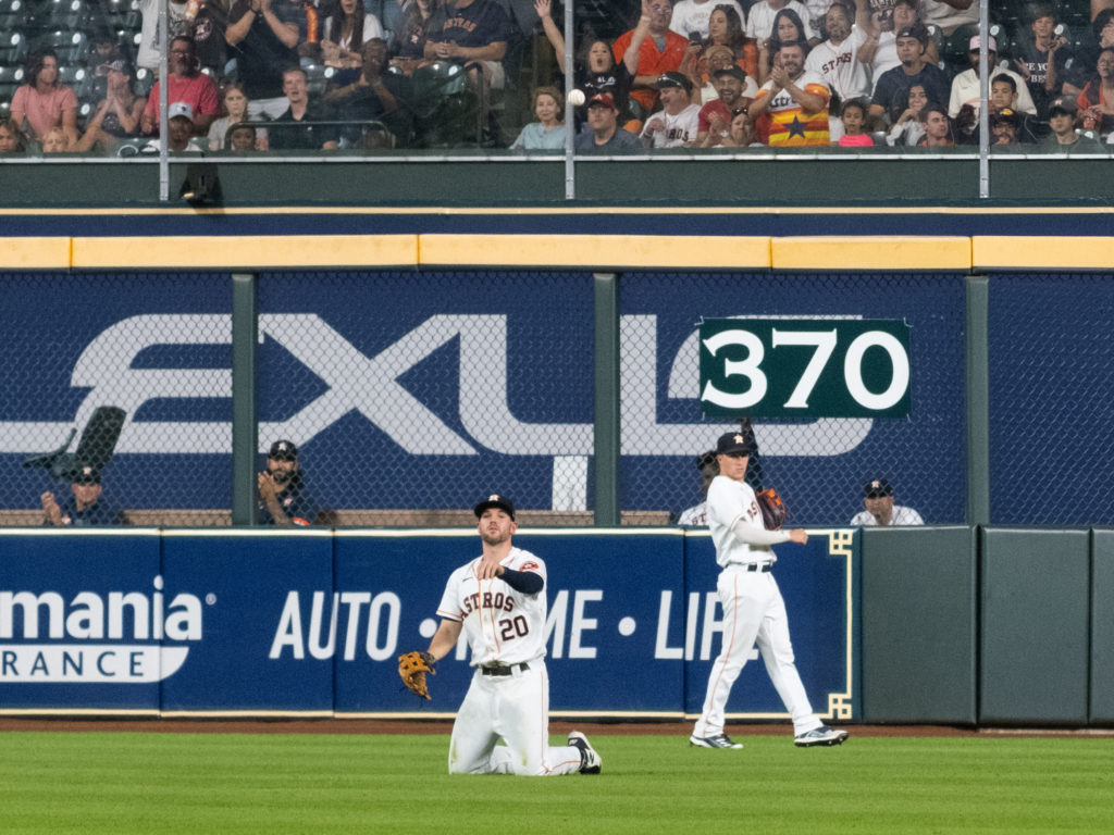 Chas McCormick is flying across the field on defense too. (Photo by F. Carter Smith)