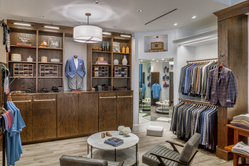 Architect Carlo Di Nunzio melds Old World charm with fresh design at Bill Walker Clothiers new location in Post Oak Plaza. 