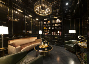 Elliman – First Fort Worth listing is dramatic with lacquered black library. Courtesy of Piassick Photo.