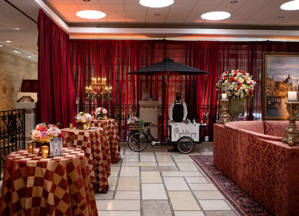 The Lion of Venice tapestry on display at the Young Friends of Save Venice 'Martinis & Masquerade ' event at Rice University's Cohen House. (Photo by Fulton Davenport/ PWL Studio)