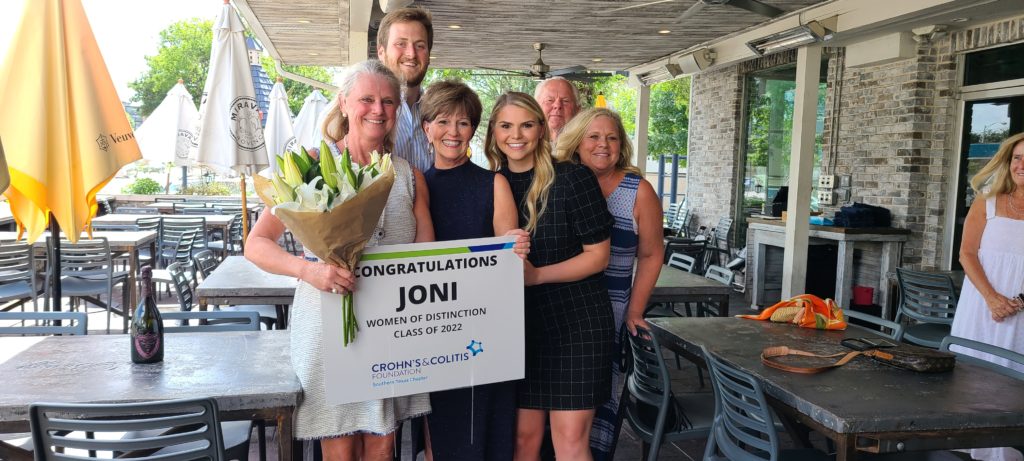 Joni Hruska Fichter gets the happy news of her Women of Distinction 2022 role at a'bouzy.