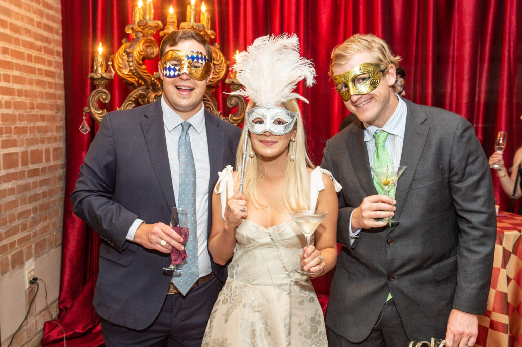 Blake Odom & Ashland Hines Odom, Peter Herff at the Young Friends of Save Venice party at Rice University's Cohen House. (Photo by Fulton Davenport/ PWL Studio)