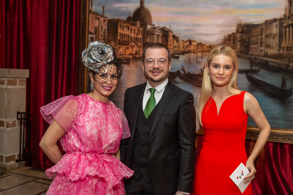 Lizzie Asher, Italian Consul General Federico Ciattaglia, Skylar Pinchal at the Young Friends of Save Venice party at Rice University's Cohen House. (Photo by Fulton Davenport/ PWL Studio)