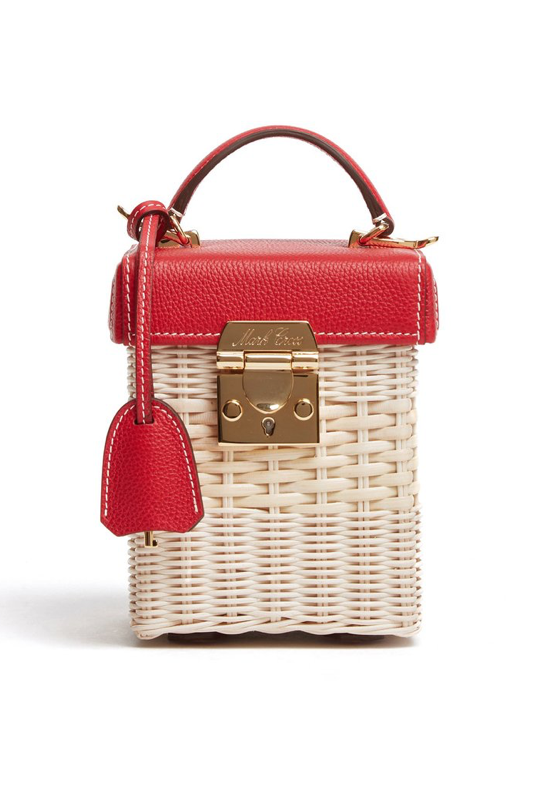Mark Cross rattan and leather box bag, $2,390, available at Markcross.com.