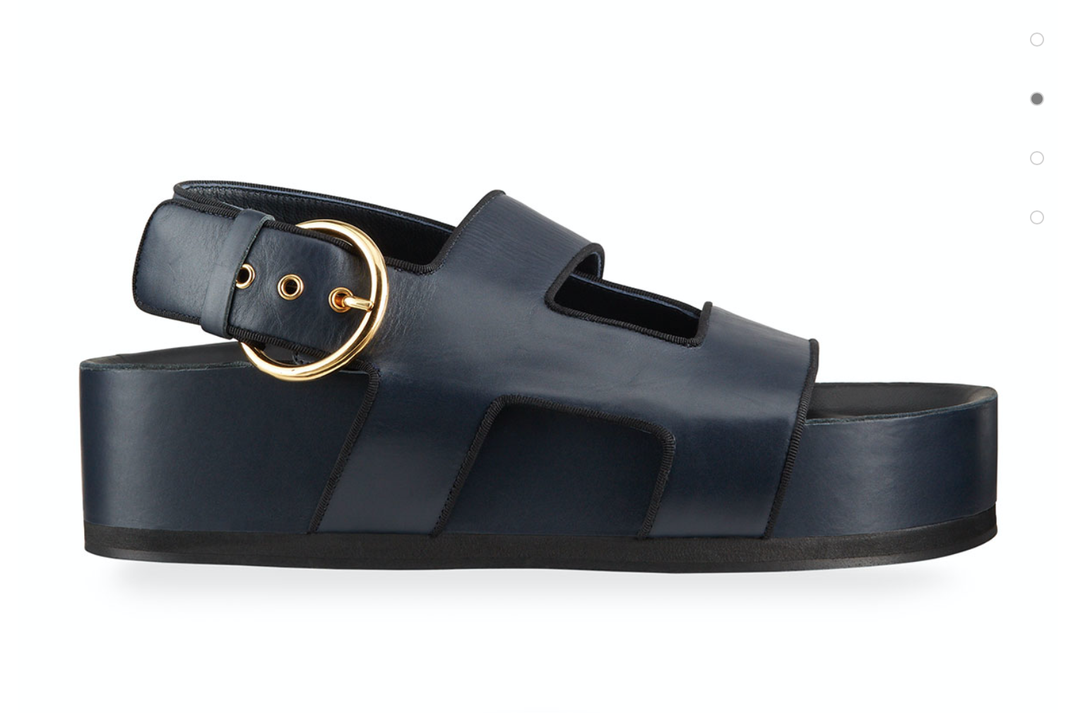 Neous navy leather platform sandals, $695, available at Neimanmarcus.com.