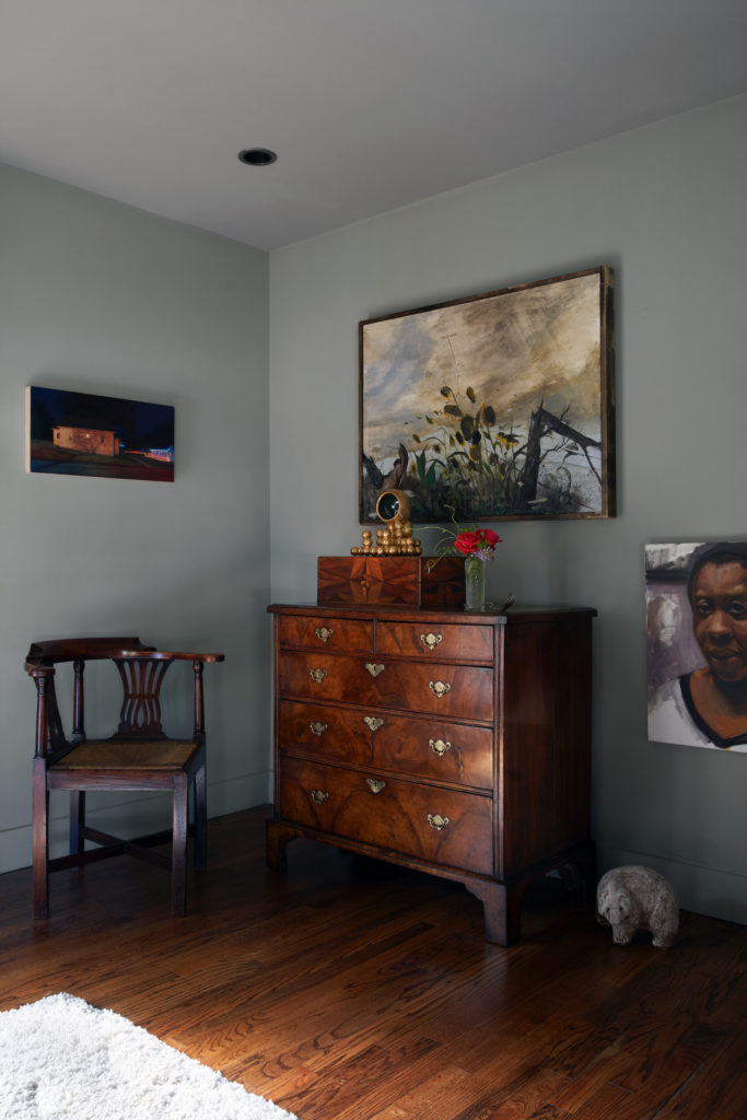 An antique chest holds a collection of antique English and American silver. (Photo by Pär Bengtsson)