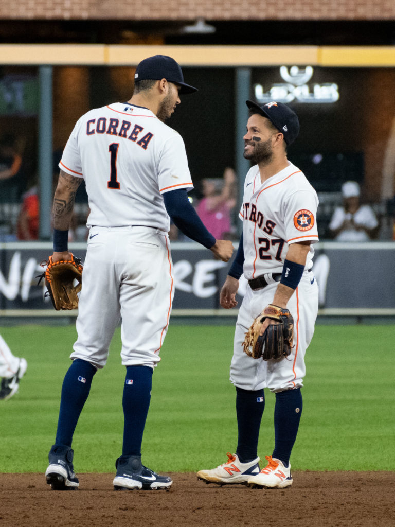 Carlos Correa and Jose Altuve are a combination that drives plenty of winning. (Photo by F. Carter Smith)
