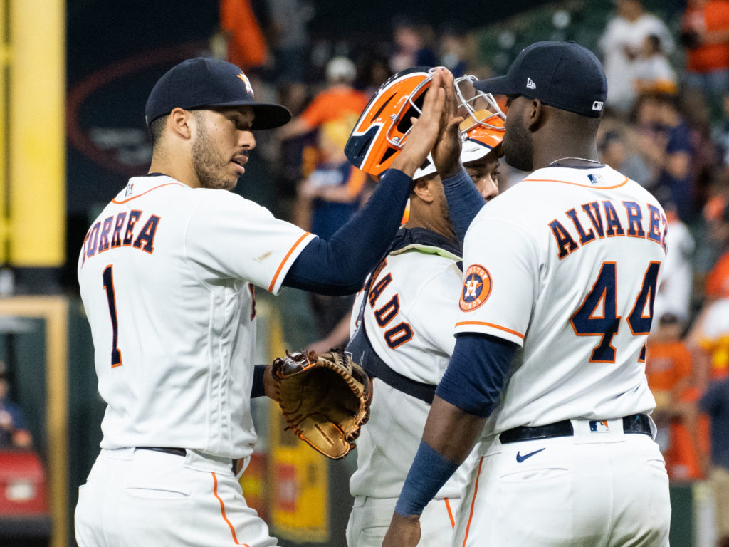 Carlos Correa and Yordan Alvarez are used to winning with the Houston Astros. (Photo by F. Carter Smith)