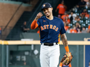 Houston Astros versus the Texas Rangers at Minute Maid Park