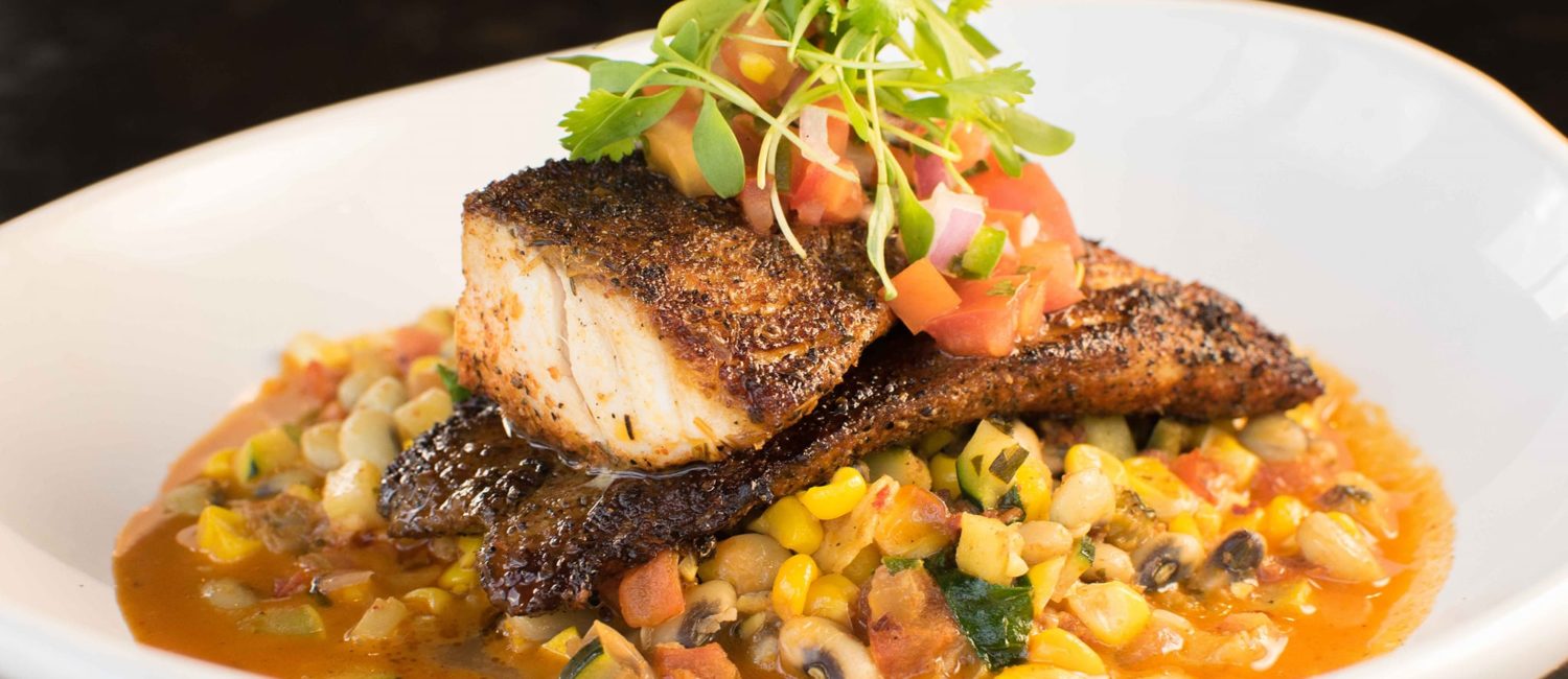 Fitzgerald – Blackened redfish atop Mexican chorizo succotash