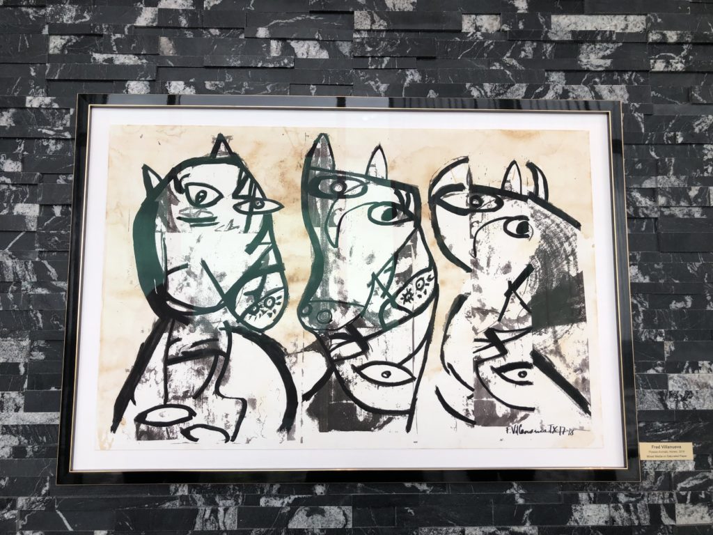 Picasso Horses," a mixed media piece by artist Fred Villanova, inside the Crimson Library