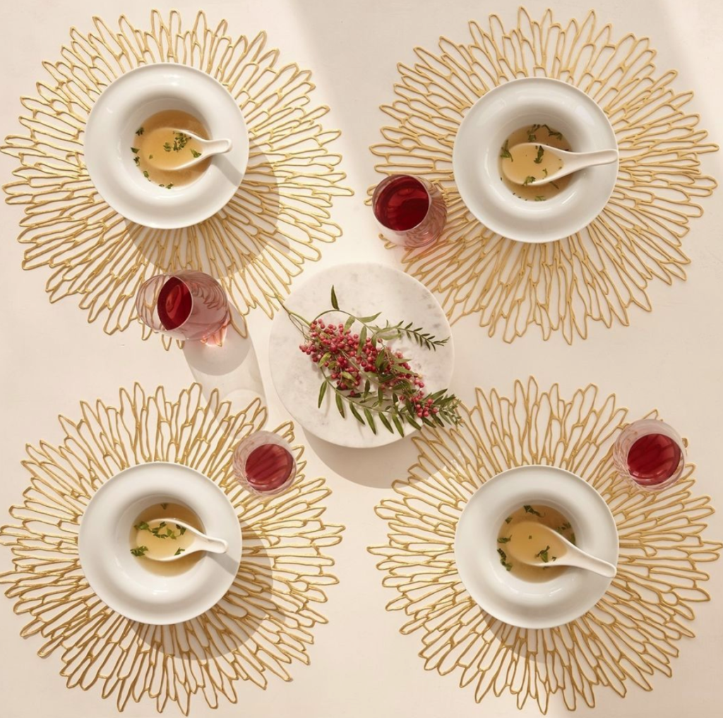 Chilewich and Juliska’s selection of table linens are available in variety of colors, shapes and materials.