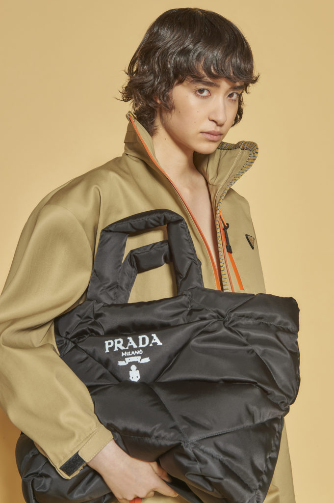 Prada jacket $2,340, bag $1,590, available at the Prada Aspen boutique through September 7 (photo courtesy of Prada)