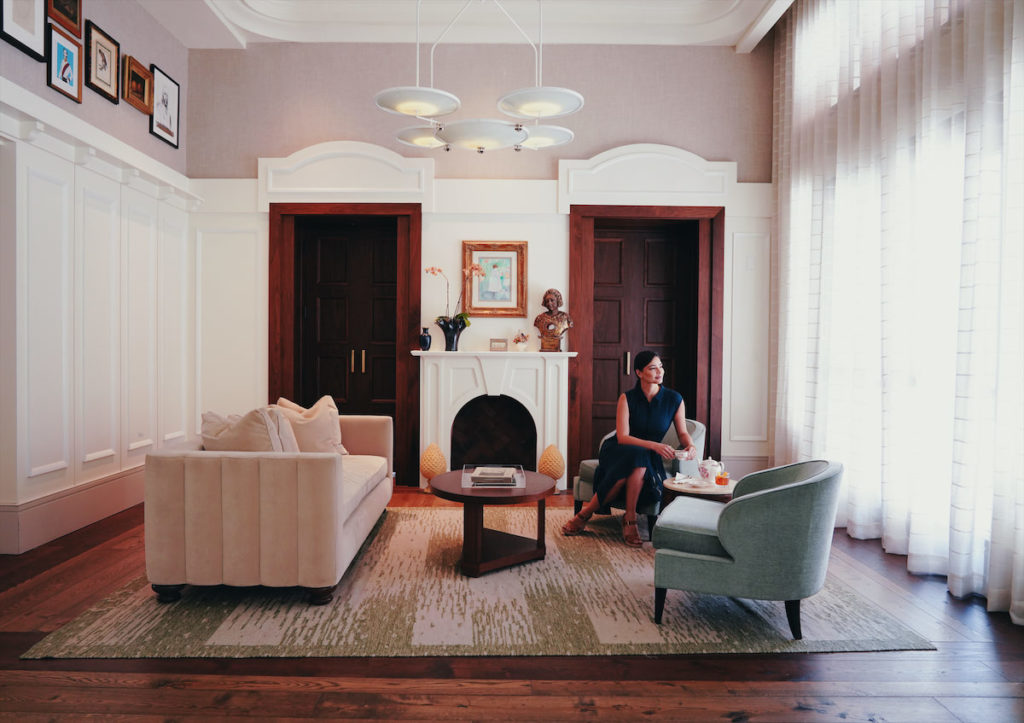 Afternoon Tea takes place in the library at Perry Lane Hotel. 