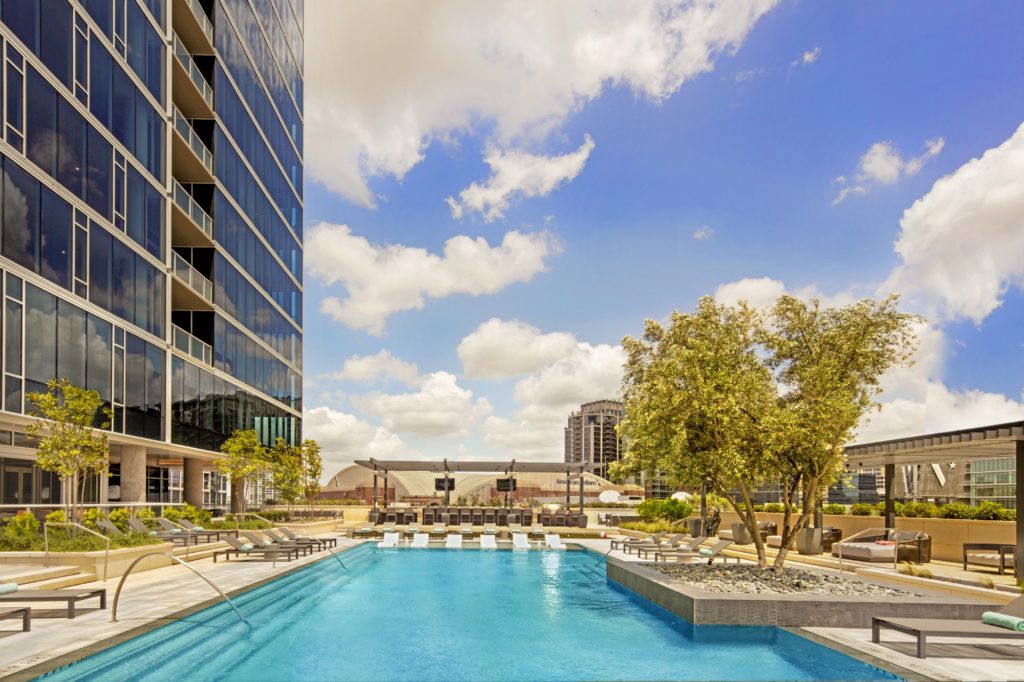 The Victor's ninth floor pool area is designed to be shielded from the wind. (Photo by  Eric Laigne)