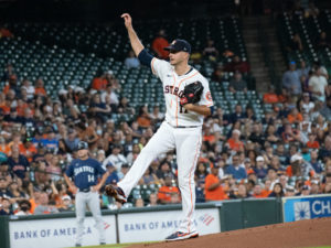 Pitcher Jake Odorizzi earned his 6th victory. The Astros beat the Seattle Mariners 15-1  at Minute Maid Park, Saturday August 21, 2021. Jake Odorizzi gothic the victory.
