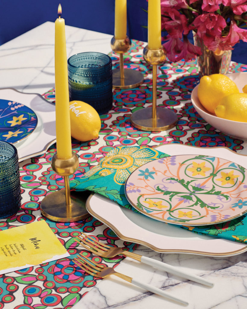 A close-up of Social Studies' Doppio plates and tabletop accessories.