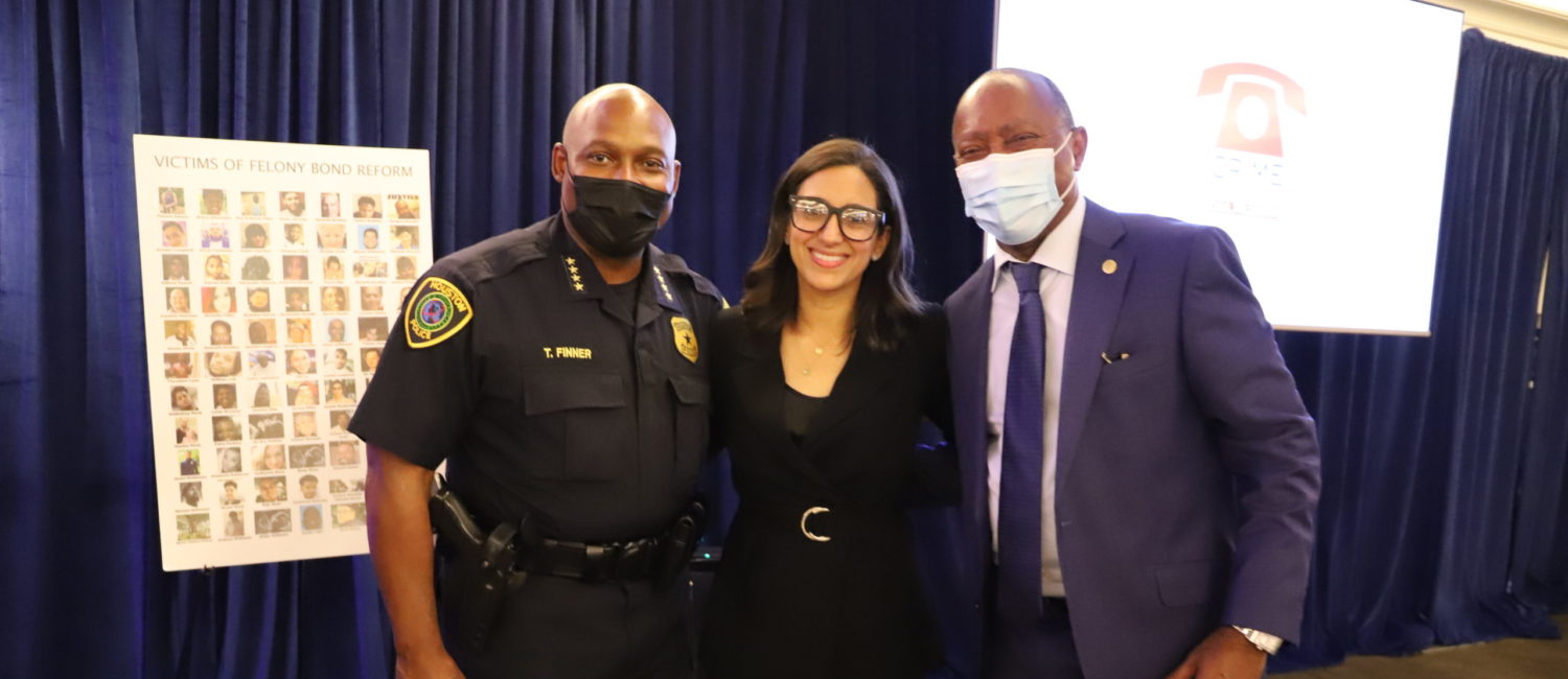 HPD Chief Troy Finner, Crime Stoppers CEO Rania Mankarious, Mayor Sylvester Turner