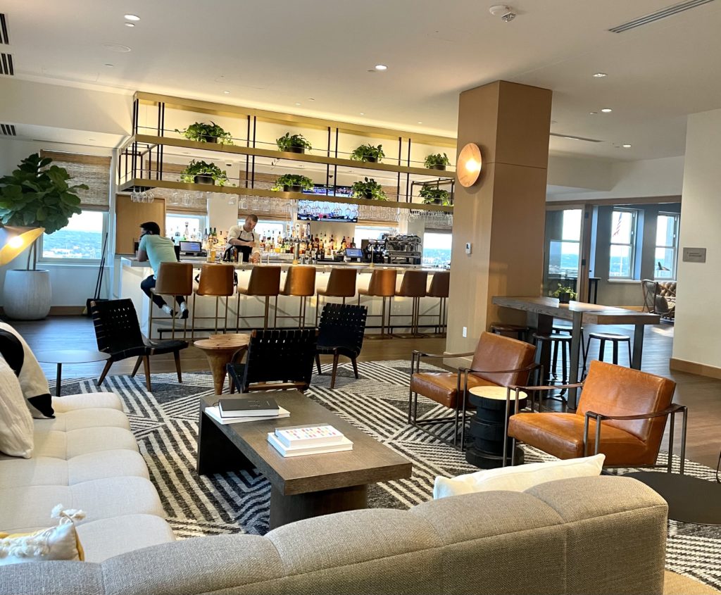 Refinery 714 a chill space for hotel and restaurant guests. Photo by Courtney Dabney. 