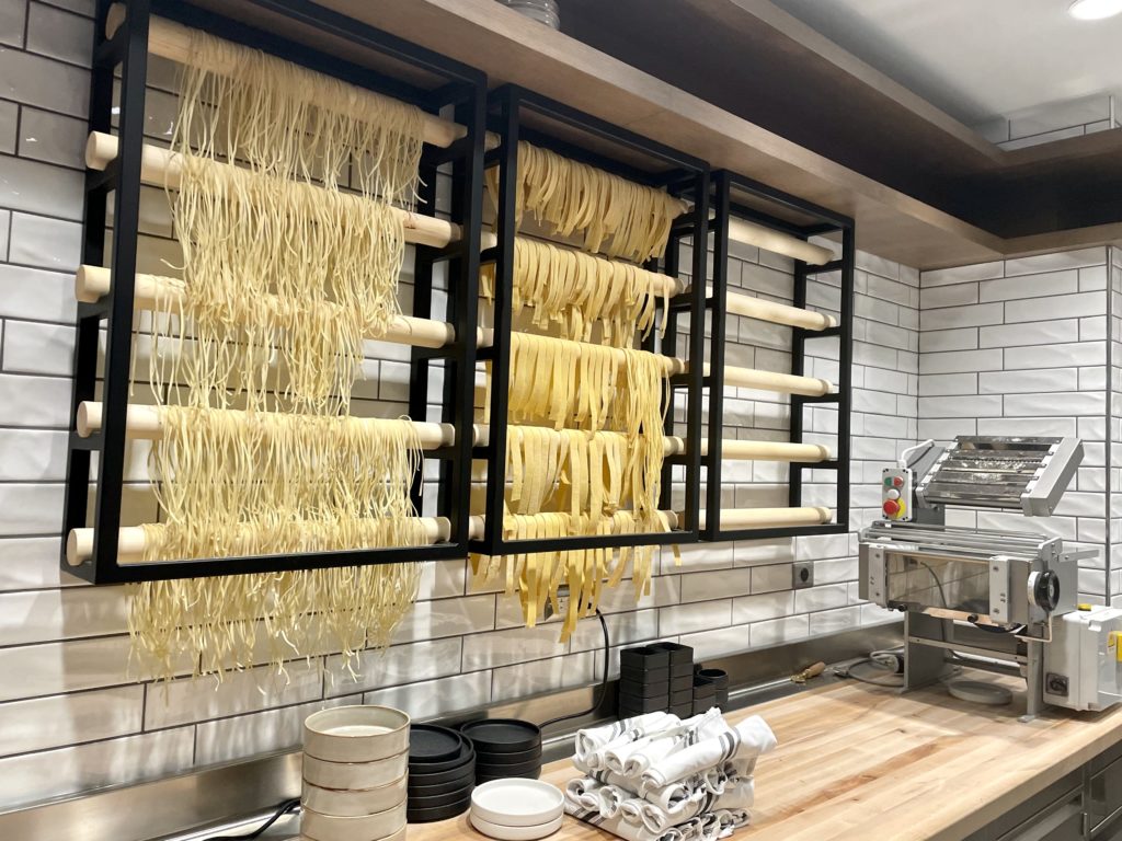 Fresh pasta drying on racks at Il'Modo. Photo by Courtney Dabney.