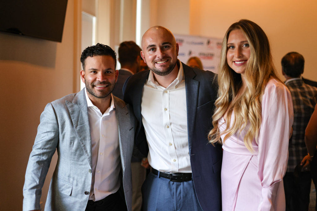 Jose Altuve, Kyle McLaughlin, Miranda Korniloff at Union Station at Minute Maid Park. (Photo by Kenny Richmond)