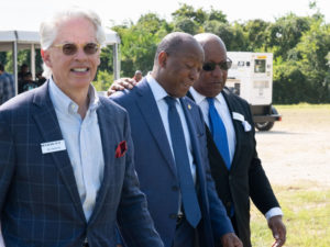 Jamie Bryant, president and chief executive officer, Midway, along with Mayor Sylvester Turner helped celebrate the groundbreaking of the East River 150-acre development which will transform the city’s waterfront east of downtown into a new economic cen