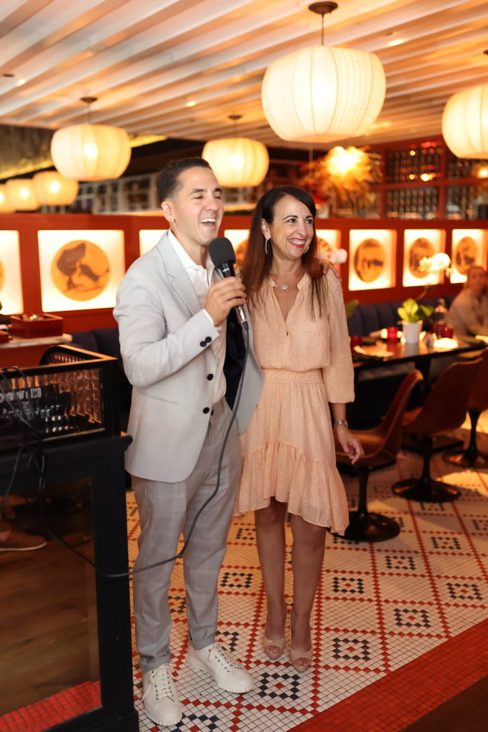 Dr. Ricky Flores and Silvia Salle at the Fabergé/Correa Family Foundation benefit luncheon at MAD. (Photo by Quy Tran)