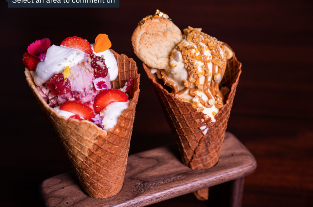 Bludorn introduces three decadent ice cream cones, based on its most popular desserts, with a financial nod to Buffalo Bayou Partnership. (Photo by Michael Anthony)