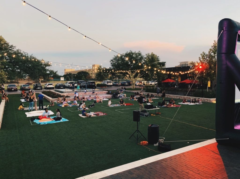 Century Square's massive lawn is the perfect place for Texas A&M football pre-gaming. Especially with a free shuttle to the stadium waiting.