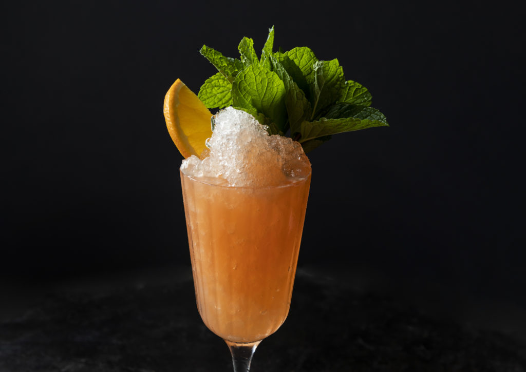 Georgia James Tavern's High Horse cocktail: dry gin, lemon, orange, peach, vanilla, amaro. (Photo by Julie Soefer)